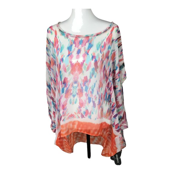 Nicole Miller Sheer‎ Swim Beach Cover-up Asymmetrical Tunic Top L/XL - Picture 1 of 10